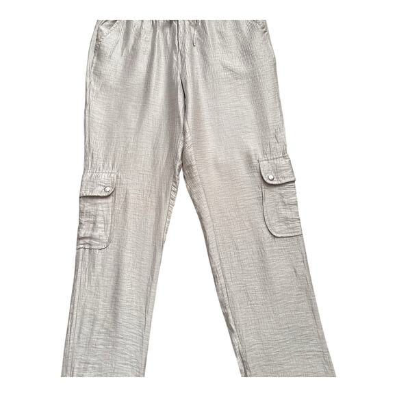 PECK & PECK Womens Size Small Gold Crinkle Pull On Cargo Pants 29" Inseam - Picture 4 of 5